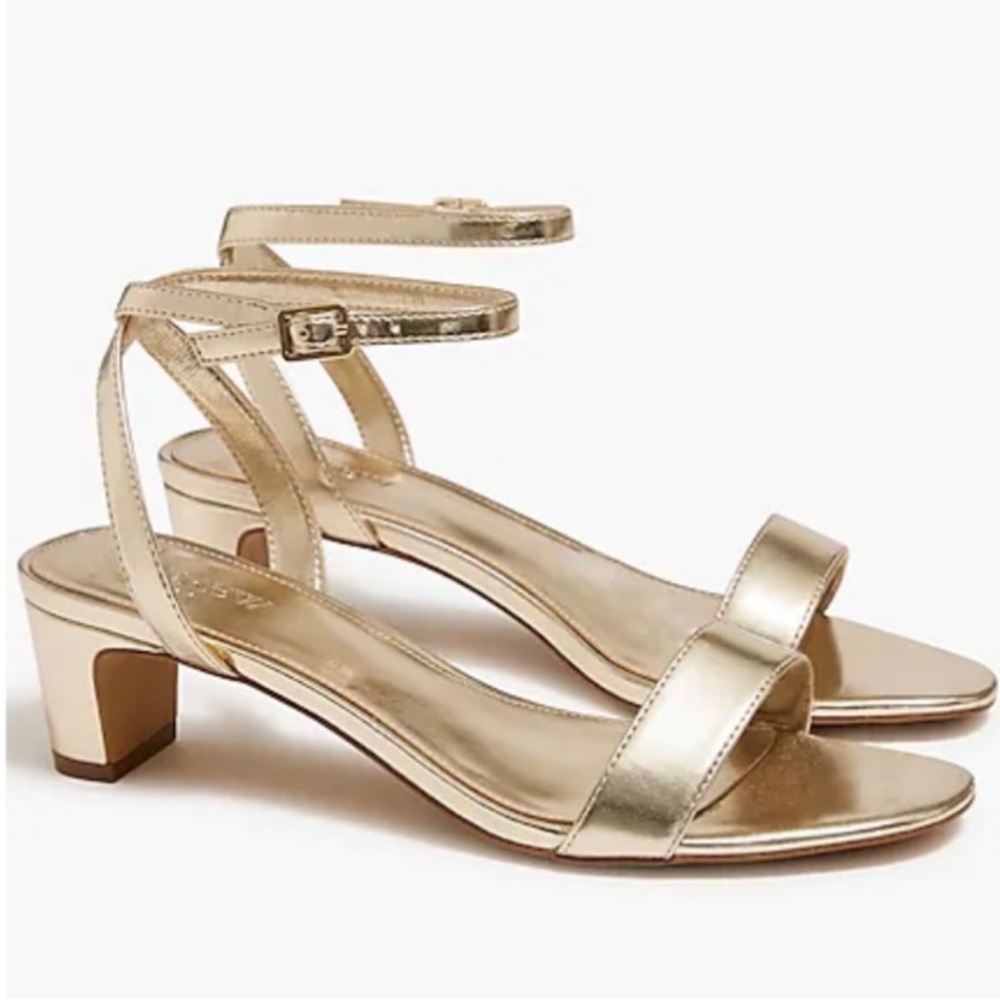 J. Crew Metallic Gold Ankle Strap Sandals